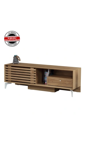 Pasific Home Lulu Metal Ayaklı Sürgülü Tv Ünitesi, 150 Cm, Meşe