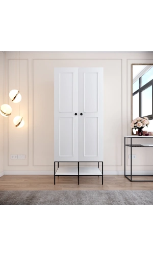 Pasific Home Martin 2 Kapaklı Gardırop Elbise Dolabı, Parlak Beyaz
