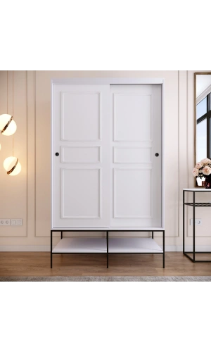 Pasific Home Martin 2 Kapaklı Sürgülü Gardırop Elbise Dolabı,120 cm,Parlak Beyaz