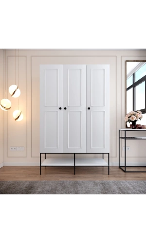 Pasific Home Martin 3 Kapaklı Gardırop Elbise Dolabı, Parlak Beyaz