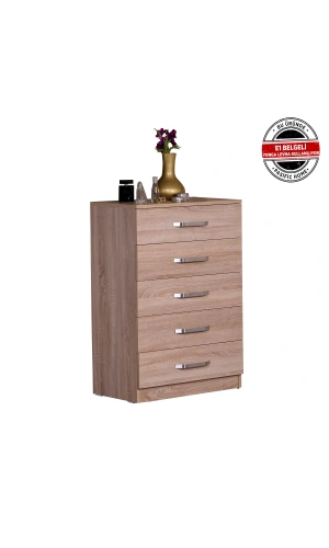 Pasific Home Milas 5 Çekmeceli Şifonyer, Meşe