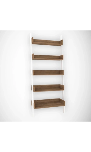 Pasific Home Only Merdiven Kitaplık , 5 Raflı, Koyu Meşe & Beyaz