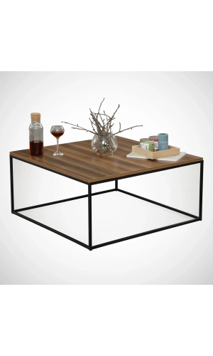 Pasific Home Poly Metal Orta Sehpa, Kare Orta Sehpa, Ceviz