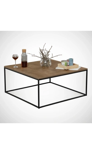 Pasific Home Poly Metal Orta Sehpa, Kare Orta Sehpa, Koyu Meşe