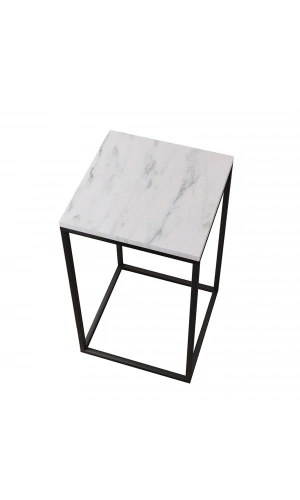 Pasific Home Pure Yan Sehpa, Metal Yan Sehpa ,Beyaz Mermer