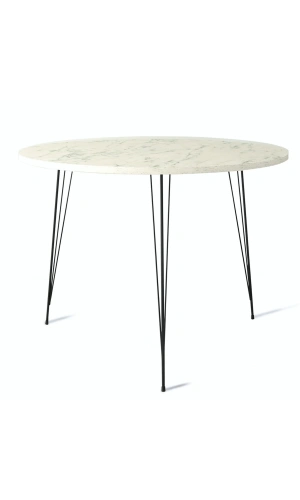 Pasific Home Sandalf Metal Ayaklı Yuvarlak Mutfak Masası, Beyaz Mermer