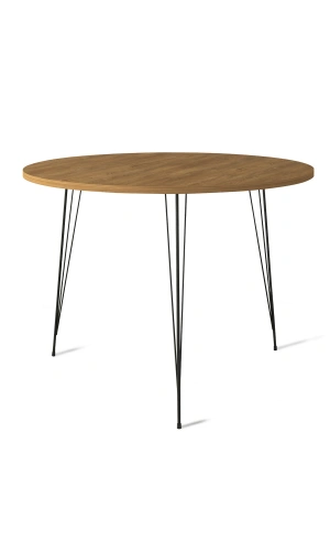 Pasific Home Sandalf Metal Ayaklı Yuvarlak Mutfak Masası, Koyu Meşe