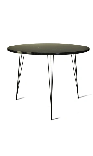 Pasific Home Sandalf Metal Ayaklı Yuvarlak Mutfak Masası, Siyah Mermer
