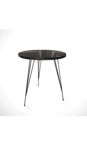 Pasific Home Sandalf Yan Sehpa, Metal Ayaklı, Siyah Mermer