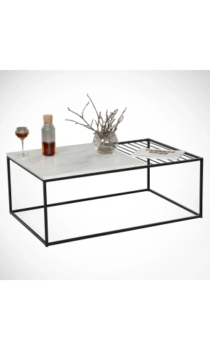 Pasific Home Zinus Metal Orta Sehpa, Beyaz Mermer