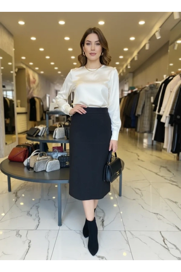 SENTEZ-SÜET PARÇALI ETEK SİYAH