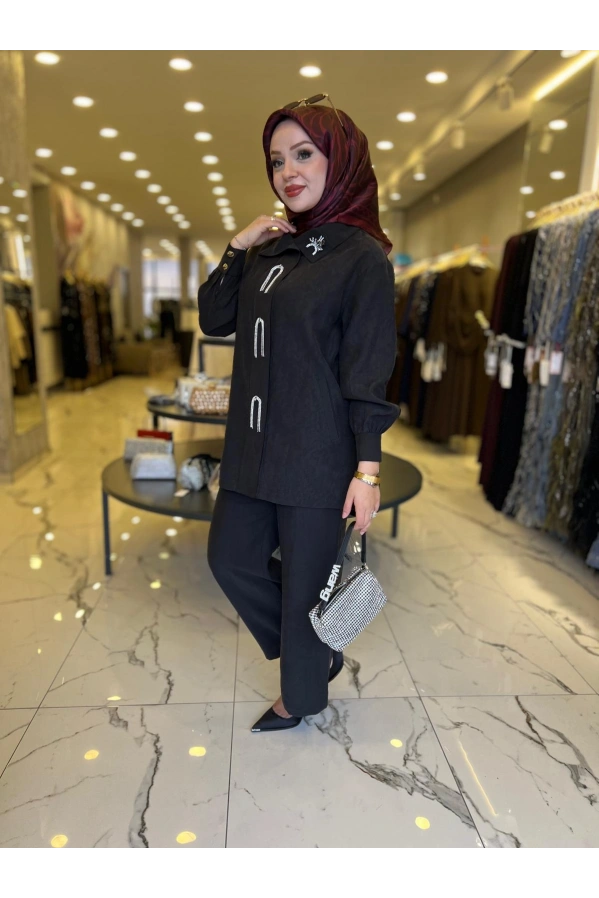 SOLİS-PANTOLONLU İKİLİ TAKIM SİYAH