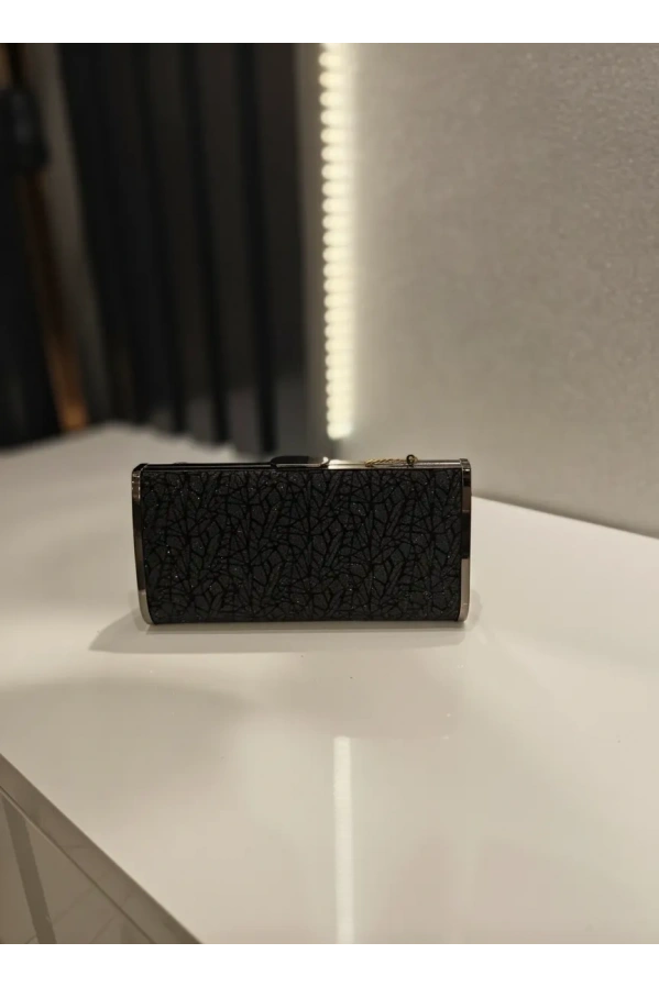 MERİHCE-UZUN SİMLİ DESENLİ ÇANTA SİYAH