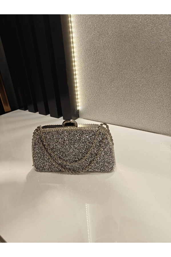 MERİHCE-SERPME ASKILI ABİYE ÇANTA GÜMÜŞ