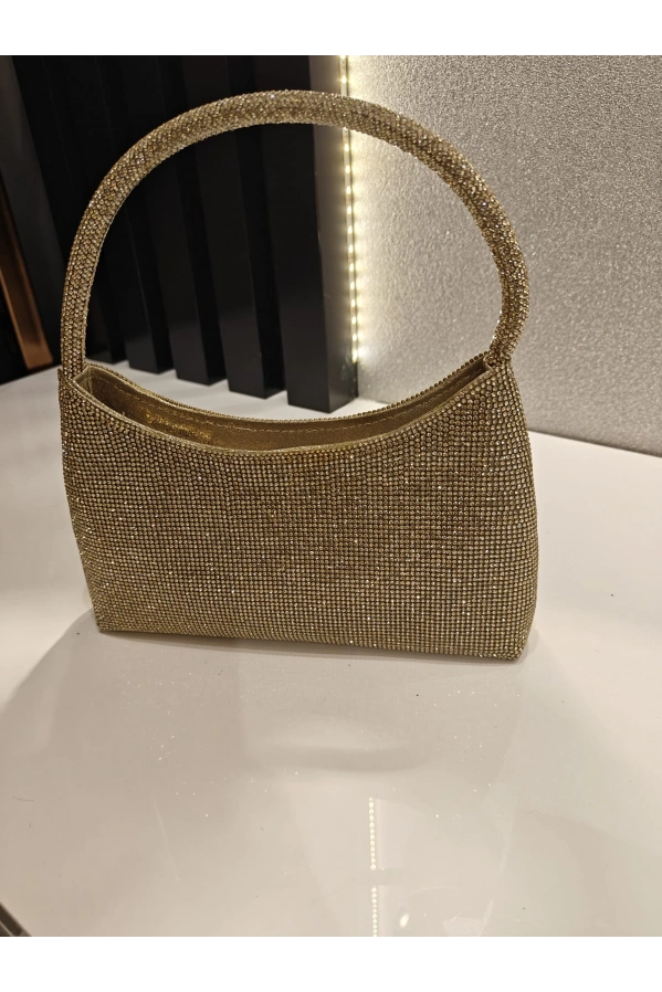 MERİHCE-ELİT TAŞLI KULPLU ÇANTA GOLD