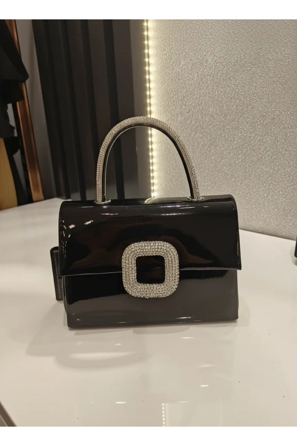 MERİHCE-RUGAN KARE TAŞLI ÇANTA SİYAH