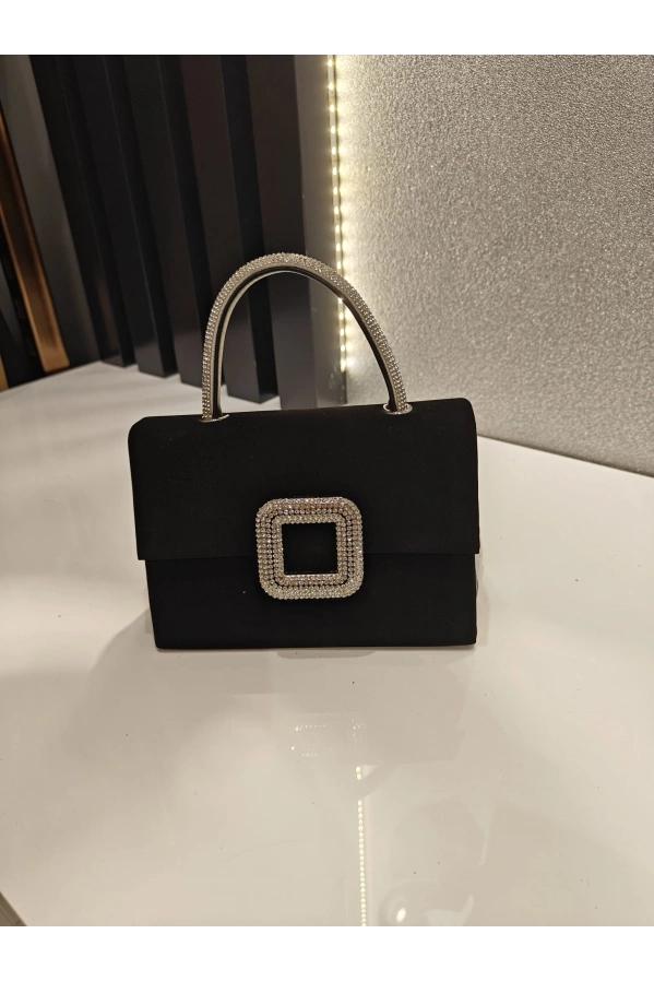 MERİHCE-KARE TAŞLI ABİYE ÇANTA SİYAH