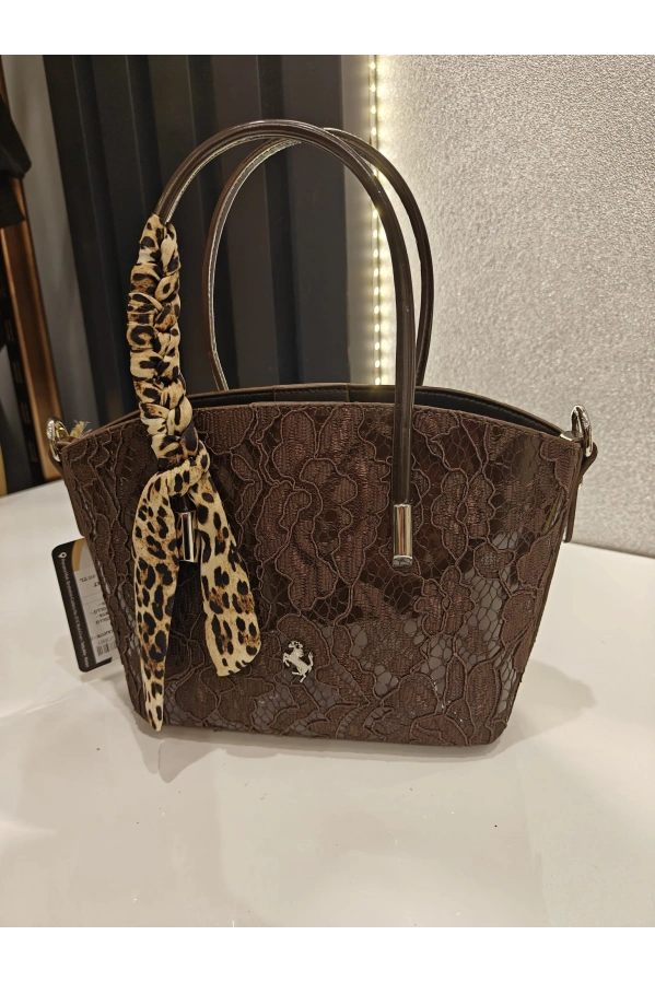 MERİHCE-TÜLLÜ BAYAN ÇANTA KAHVE