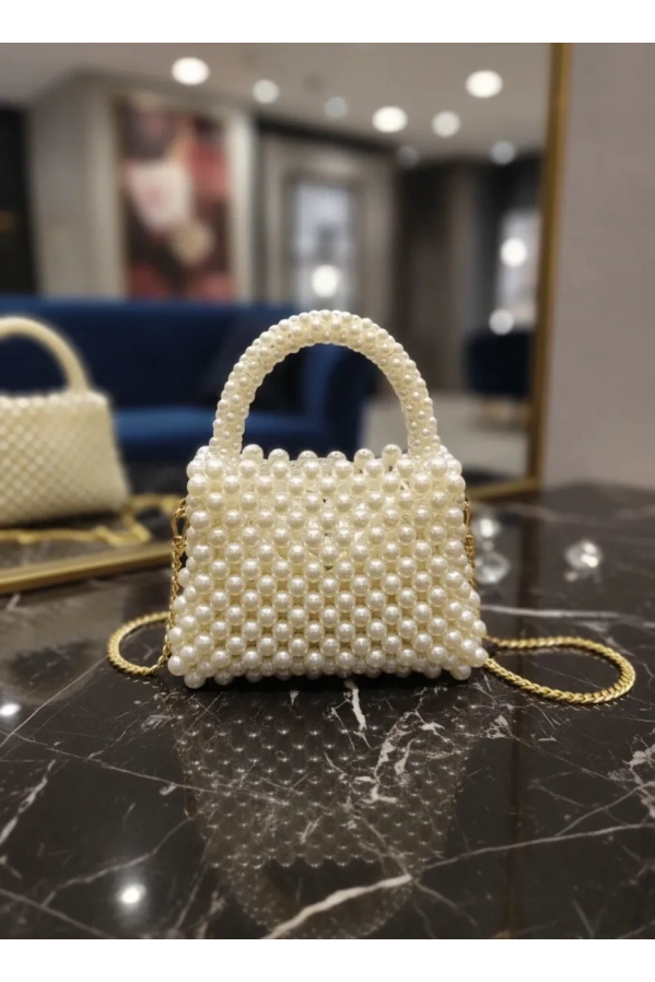 MERİHCE-İNCİLİ ÇANTA EKRU