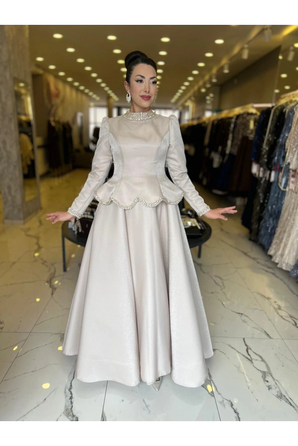 FERİHA-GÜLFEM KABARIK ABİYE BEJ