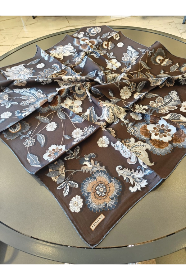 ARMİNE %100 İPEK EŞARP KAHVE