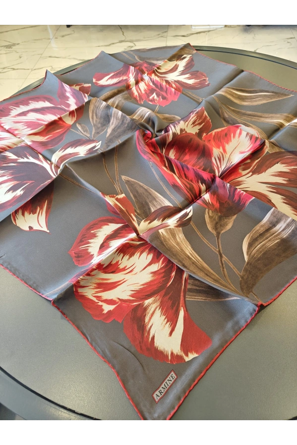 ARMİNE-%100 İPEK EŞARP BORDO