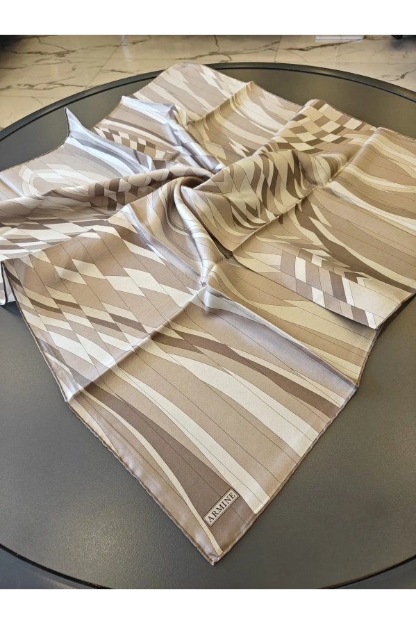 ARMİNE-% 100 İPEK EŞARP VİZON