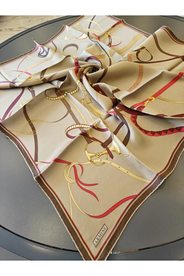 ARMİNE-%100 İPEK EŞARP HARDAL