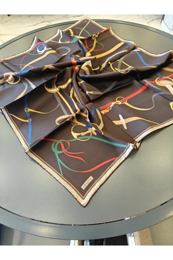 ARMİNE-%100 İPEK EŞARP KAHVE