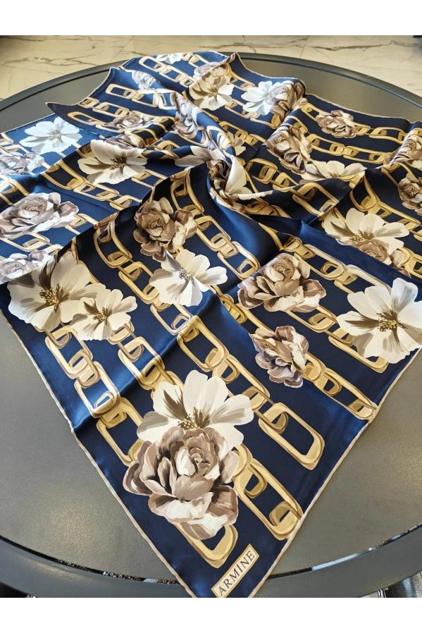 ARMİNE-% 100 İPEK EŞARP LACİVERT