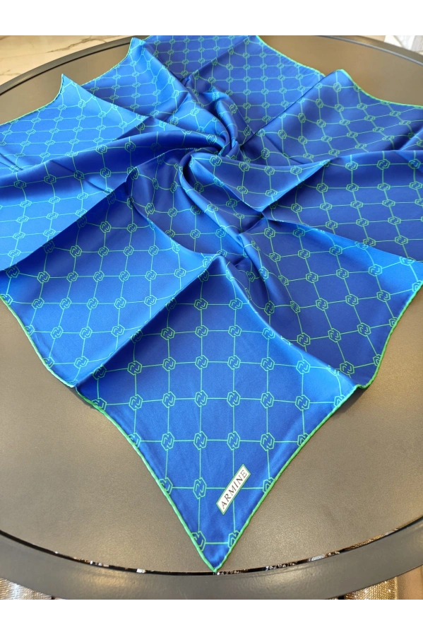 ARMİNE-% 100 İPEK EŞARP MAVİ