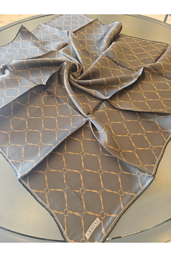 ARMİNE-% 100 İPEK EŞARP KAHVE