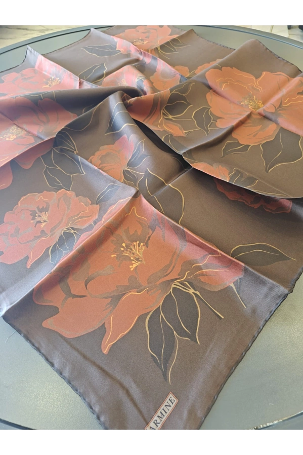 ARMİNE-% 100 İPEK EŞARP KAHVE