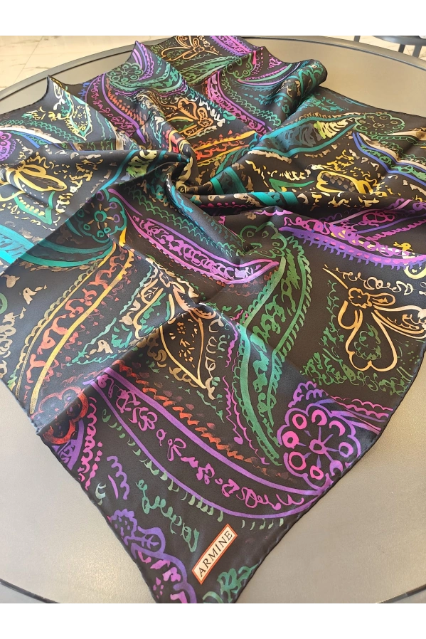ARMİNE-%100 İPEK EŞARP SİYAH