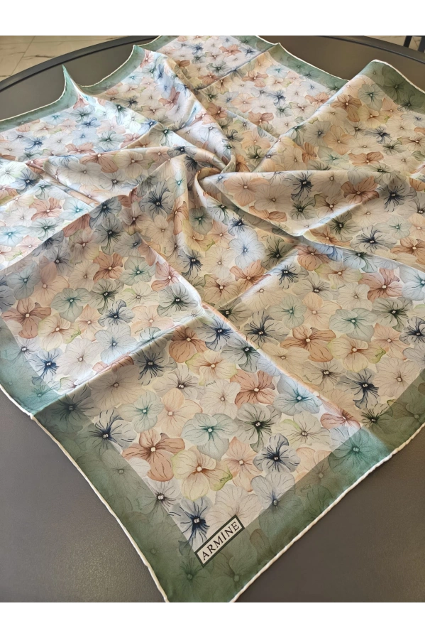 ARMİNE-%100 İPEK EŞARP YEŞİL