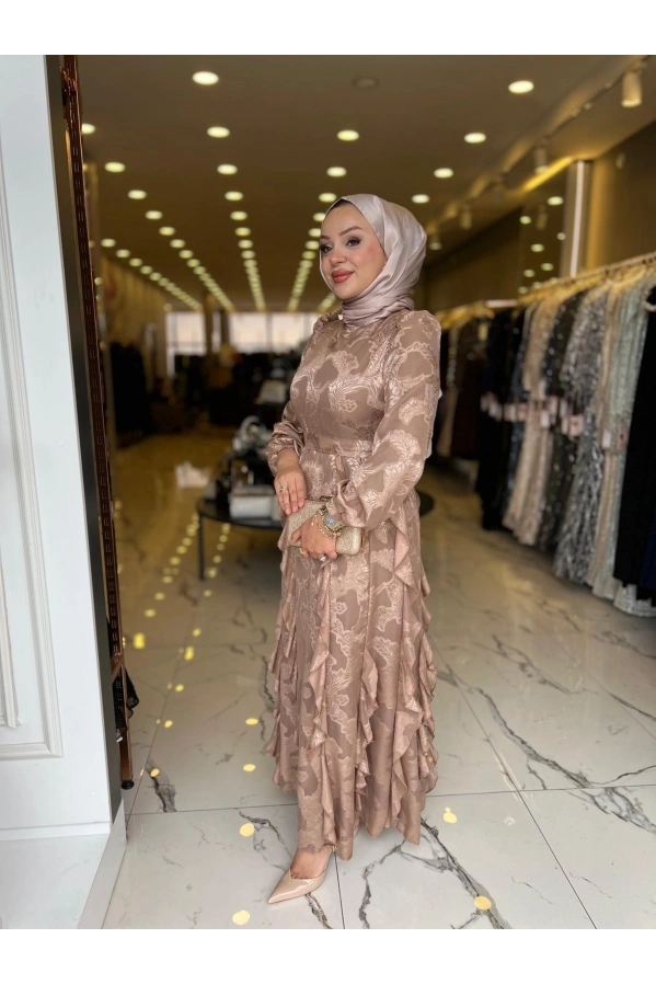 MATEKS-FIRFIRLI ELBİSE MOCHA