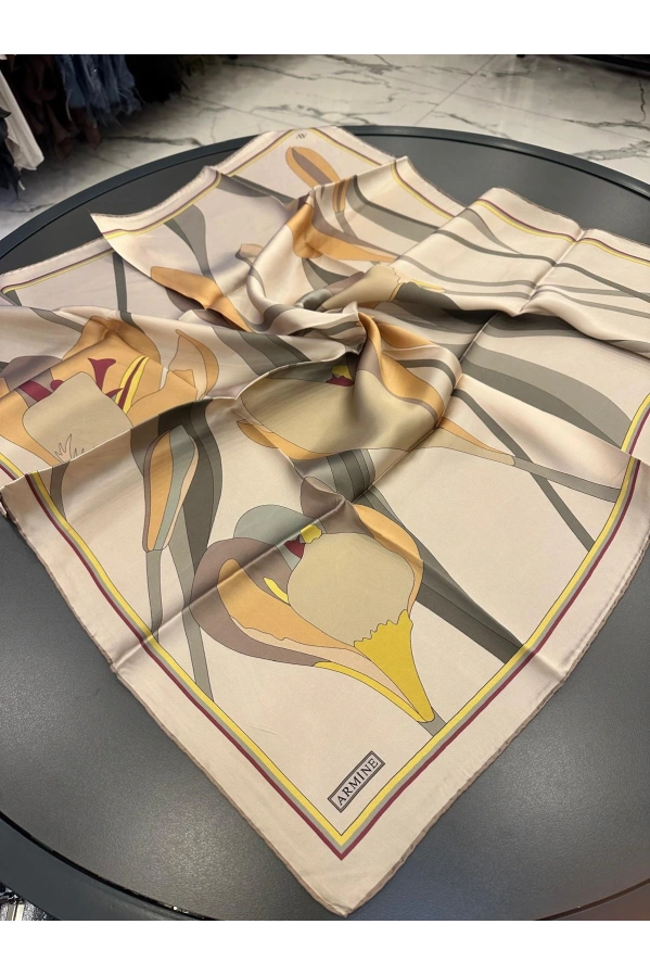 ARMİNE-%100 İPEK EŞARP BEJ