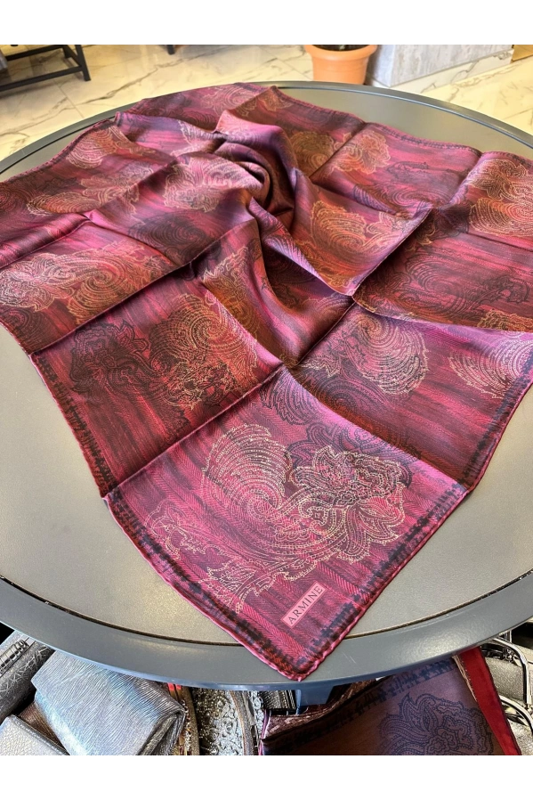 ARMİNE-%100 İPEK EŞARP BORDO