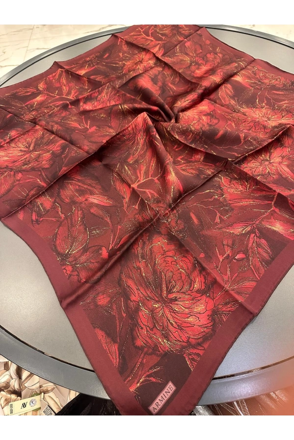 ARMİNE-%100 İPEK EŞARP BORDO