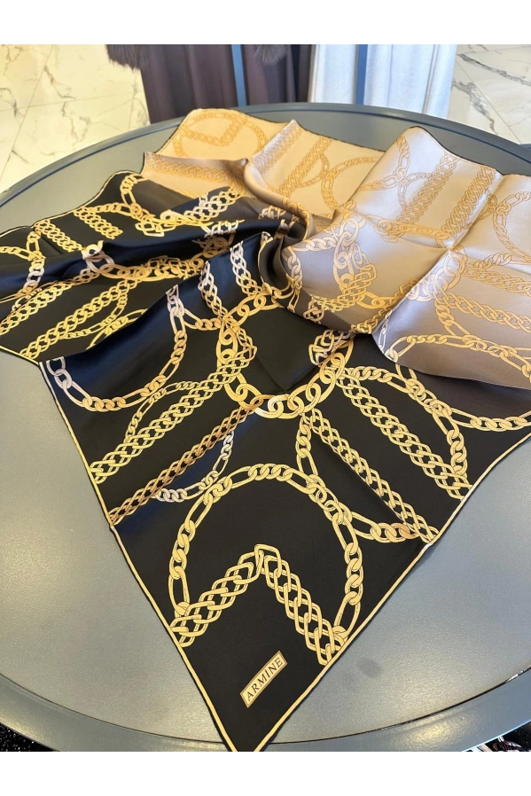 ARMİNE-%100 İPEK EŞARP GOLD