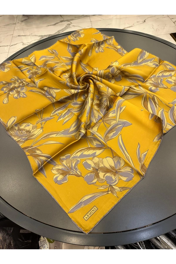 ARMİNE-%100 İPEK EŞARP HARDAL