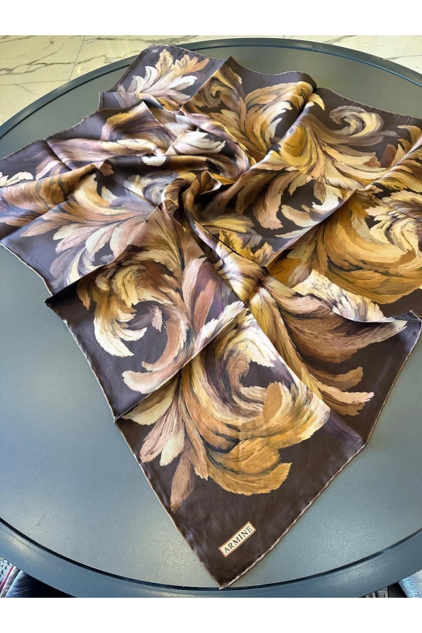 ARMİNE-%100 İPEK EŞARP KAHVE