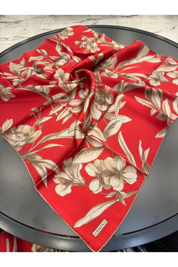 ARMİNE-%100 İPEK EŞARP KIRMIZI