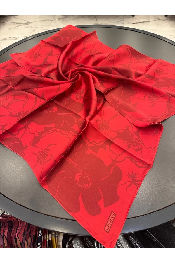ARMİNE-%100 İPEK EŞARP KIRMIZI