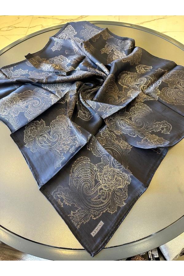 ARMİNE-%100 İPEK EŞARP LACİVERT