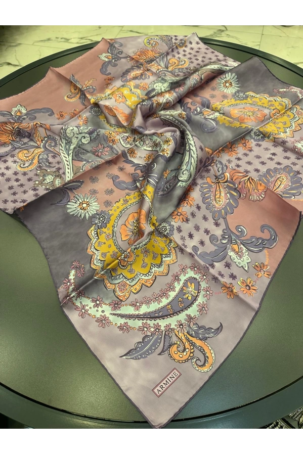 ARMİNE-%100 İPEK EŞARP MOR