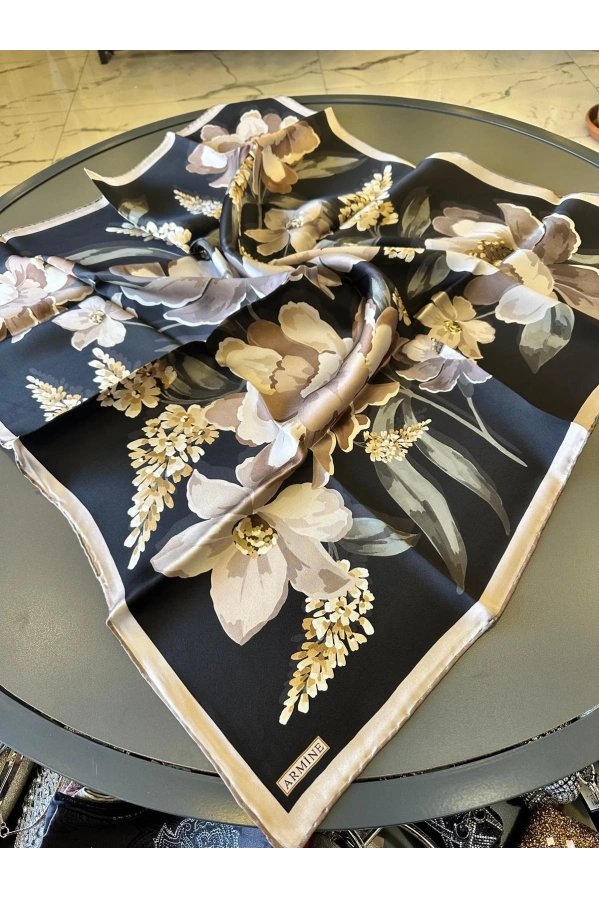 ARMİNE-%100 İPEK EŞARP SİYAH