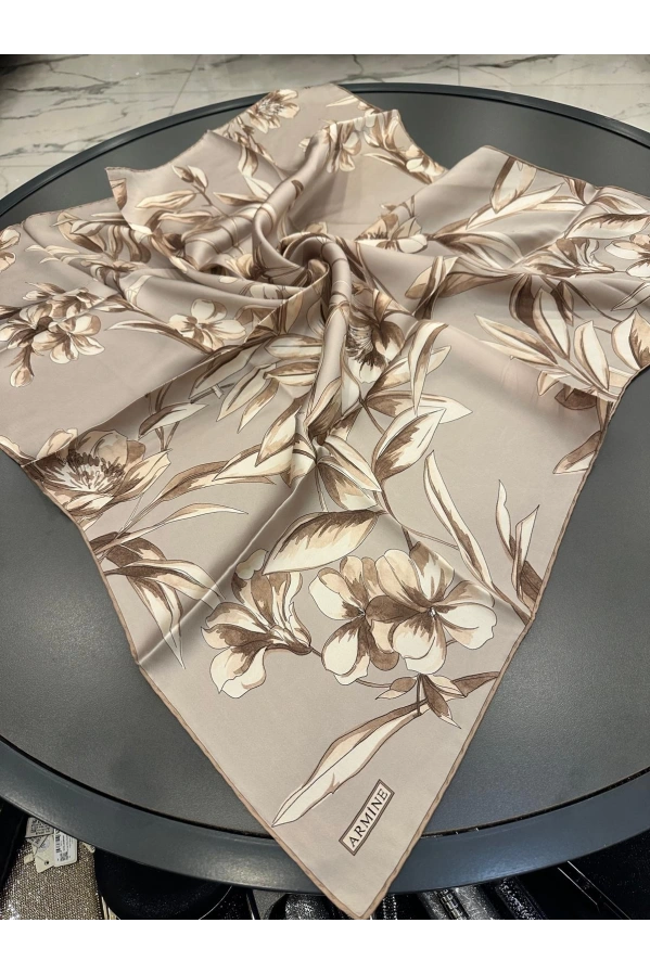 ARMİNE-%100 İPEK EŞARP VİZON