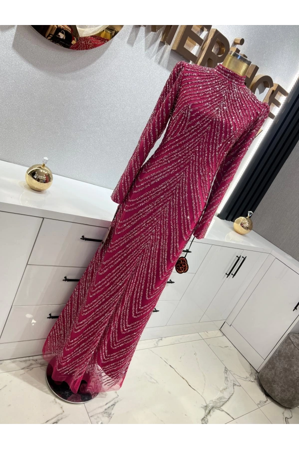 EMİNE GÜNGÖR-SURA ABİYE ELBİSE PEMBE