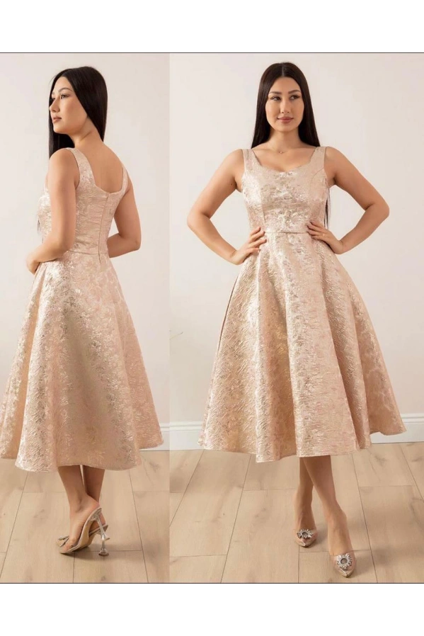 ESPENİCA-ETEĞİ KLOŞ ELBİSE GOLD